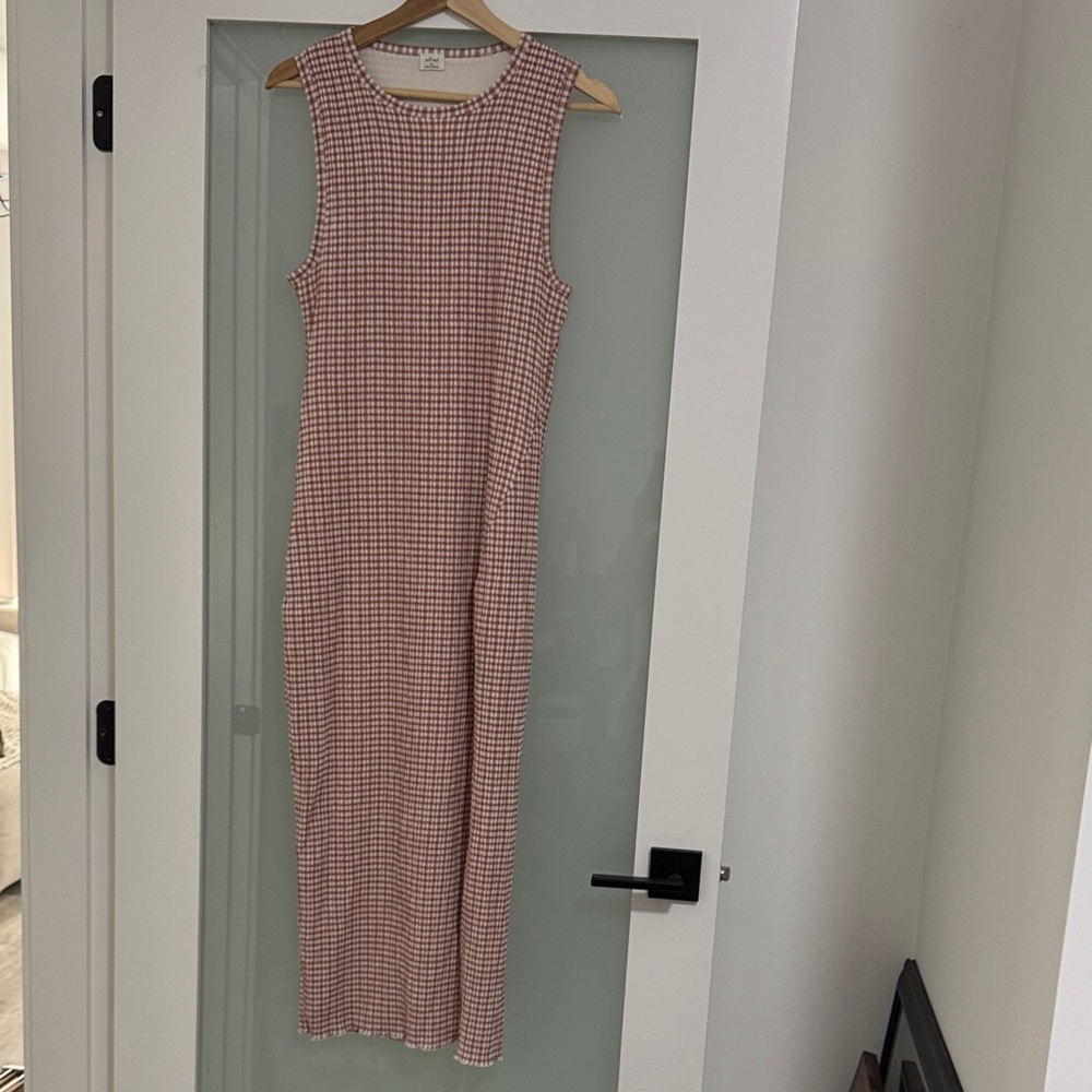 Wilfred Red and White Checkered Midi Dress